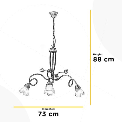 ONLI - Żyrandol na łańcuchu ARIANNA 3xE14/6W/230V