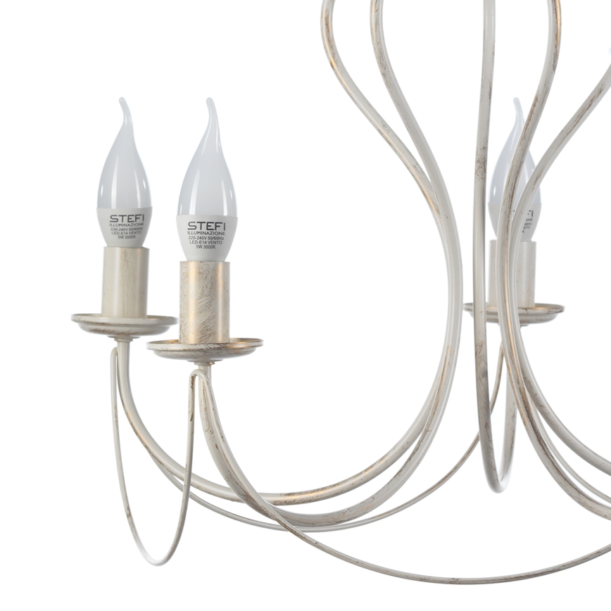 ONLI - Żyrandol na łańcuchu CANDELA 5xE14/6W/230V biały