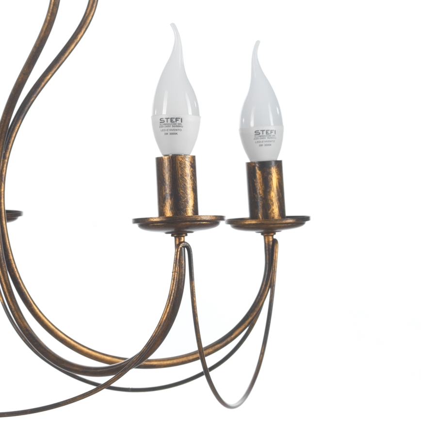 ONLI - Żyrandol na łańcuchu CANDELA 5xE14/6W/230V brąz