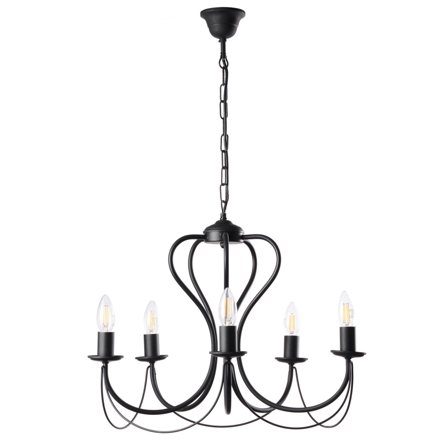 ONLI - Żyrandol na łańcuchu CANDELA 5xE14/6W/230V czarny