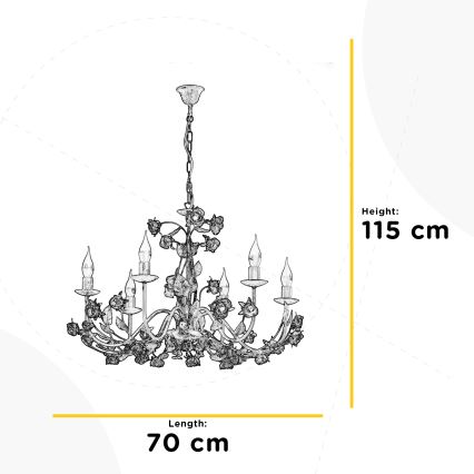 ONLI - Żyrandol na łańcuchu CAROLINA 6xE14/6W/230V brązowy