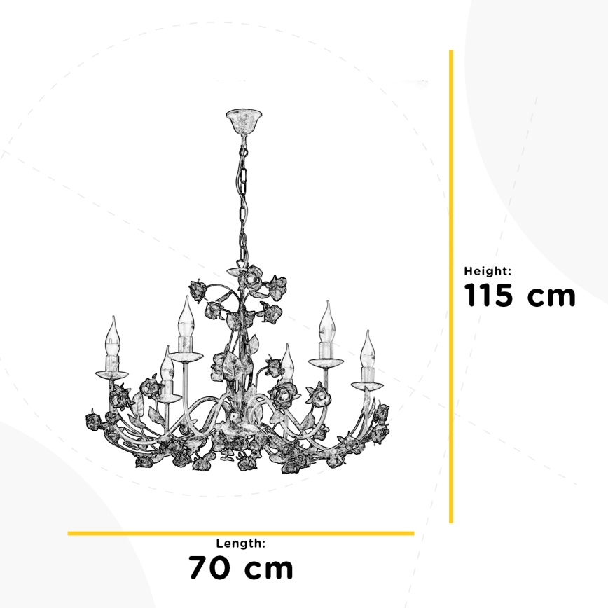 ONLI - Żyrandol na łańcuchu CAROLINA 6xE14/6W/230V brązowy