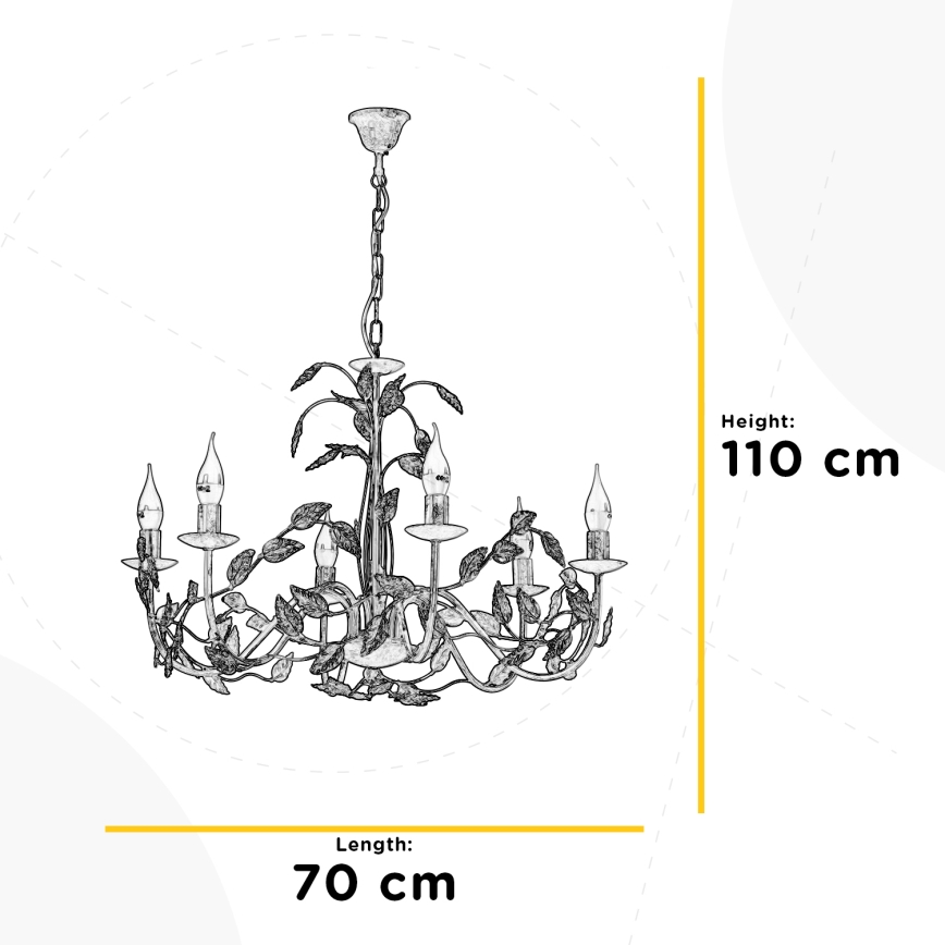 ONLI - Żyrandol na łańcuchu COLLANA 6xE14/6W/230V brąz/złoty