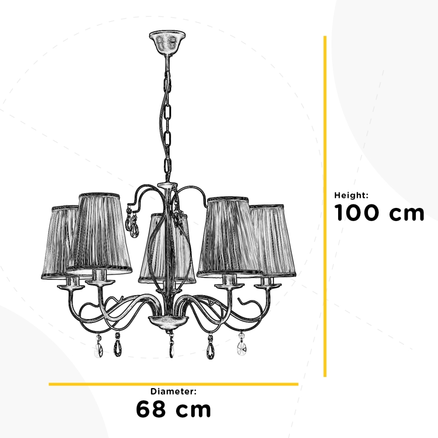 ONLI - Żyrandol na łańcuchu DELIA 5xE14/6W/230V