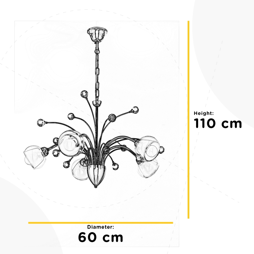 ONLI - Żyrandol na łańcuchu DIAMANTE 5xE14/6W/230V