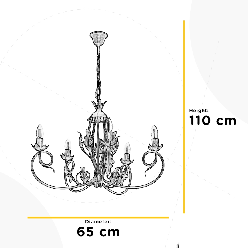 ONLI - Żyrandol na łańcuchu GRETEL 5xE14/6W/230V