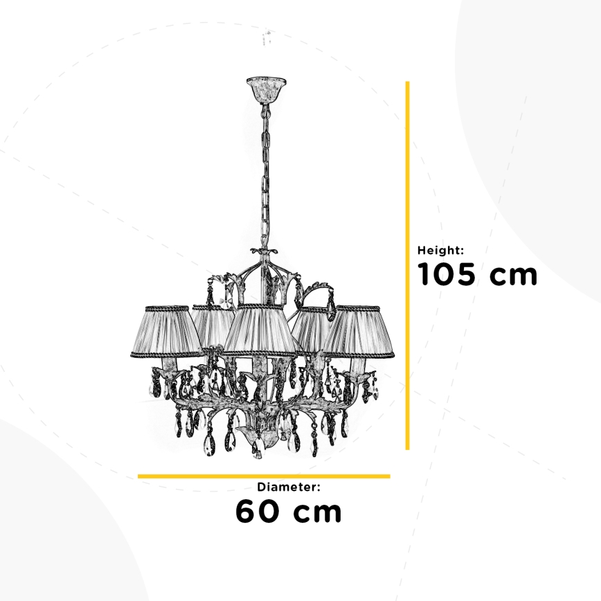 ONLI - Żyrandol na łańcuchu KAREN 5xE14/6W/230V białe