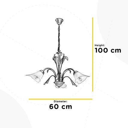 ONLI - Żyrandol na łańcuchu LUCREZIA 3xE14/6W/230V brąz