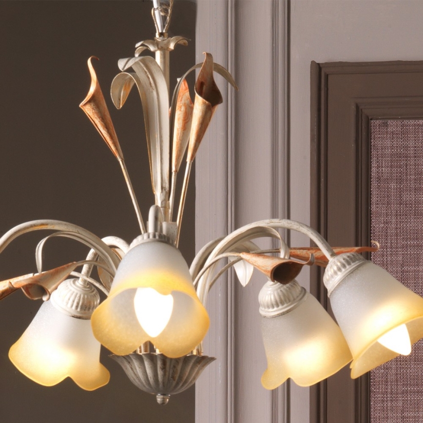 ONLI - Żyrandol na łańcuchu LUCREZIA 5xE14/6W/230V kremowy