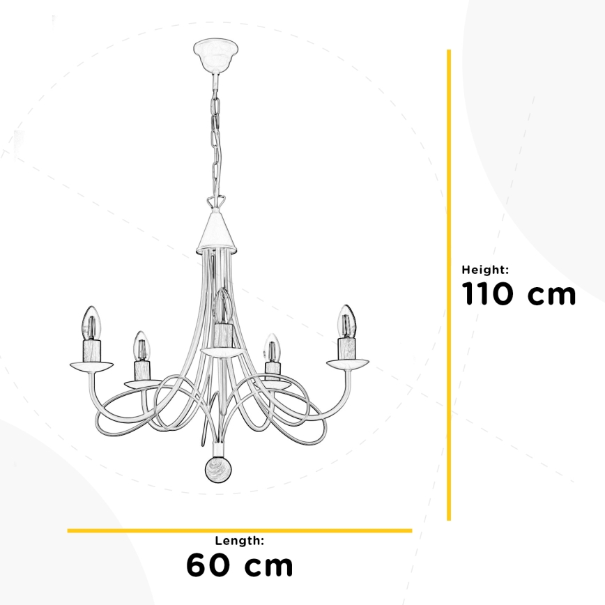 ONLI - Żyrandol na łańcuchu MILVIA 5xE14/6W/230V brązowy