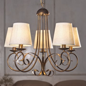 ONLI - Żyrandol na łańcuchu POMPEI 5xE14/6W/230V brąz