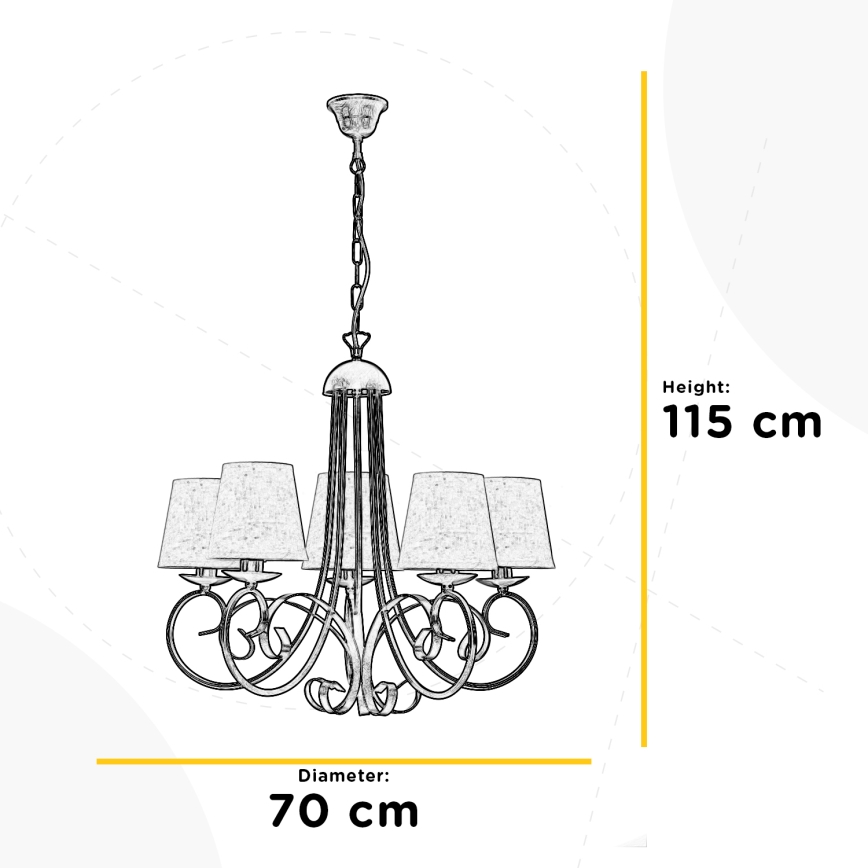 ONLI - Żyrandol na łańcuchu POMPEI 5xE14/6W/230V brąz