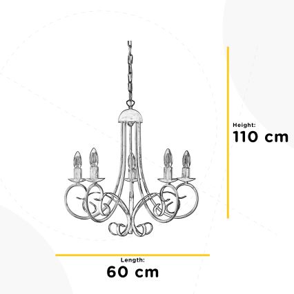 ONLI - Żyrandol na łańcuchu POMPEI 5xE14/6W/230V kremowy