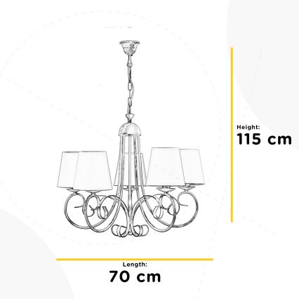 ONLI - Żyrandol na łańcuchu POMPEI 5xE14/6W/320V białe