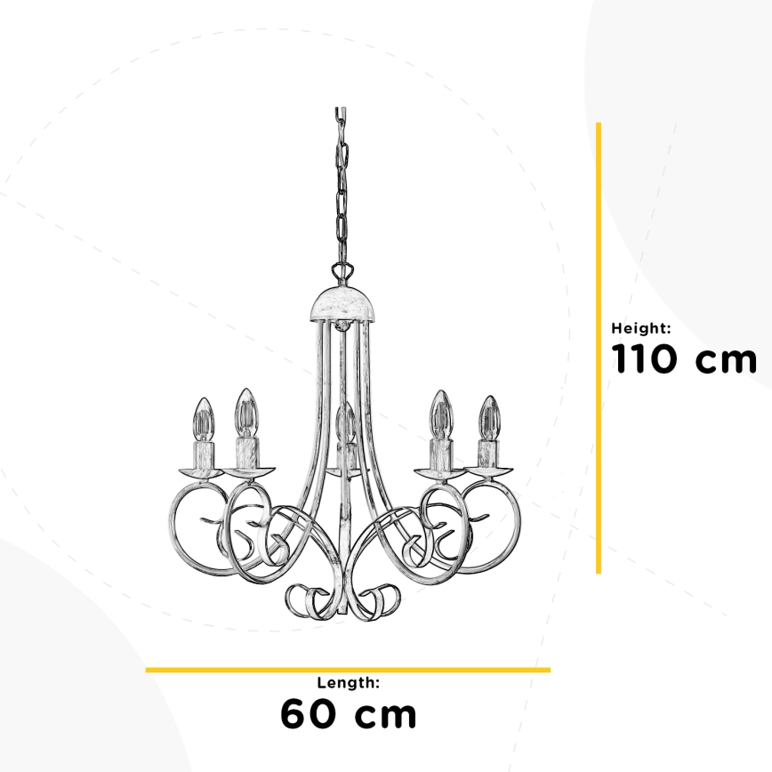 ONLI - Żyrandol na łańcuchu POMPEI 5xE14/6W/320V czarne