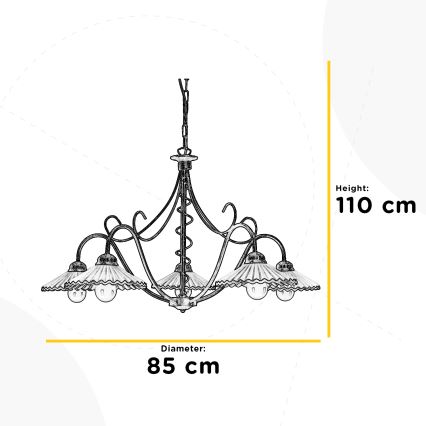 ONLI - Żyrandol na łańcuchu ROSINA 5xE14/6W/230V