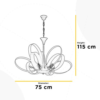 ONLI - Żyrandol na łańcuchu SERENA 9xE14/6W/230V białe