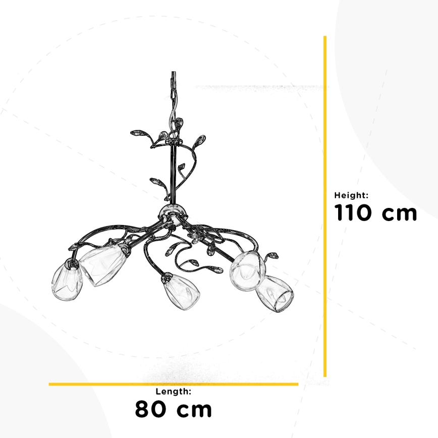 ONLI - Żyrandol na łańcuchu SHARON 5xE14/6W/230V