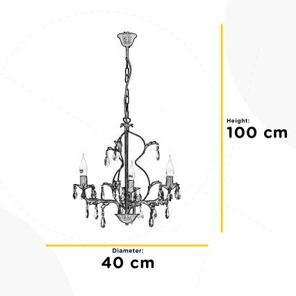 ONLI - Żyrandol na łańcuchu TERESA 3xE14/6W/230V brąz