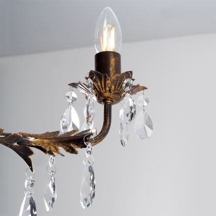 ONLI - Żyrandol na łańcuchu TERESA 3xE14/6W/230V brąz