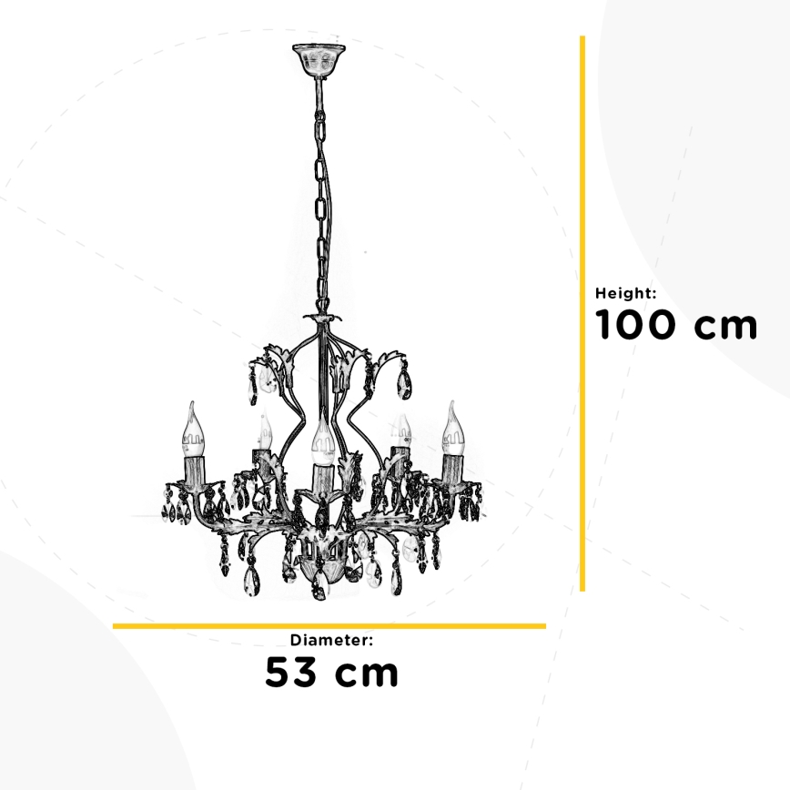 ONLI - Żyrandol na łańcuchu TERESA 5xE14/6W/230V brąz