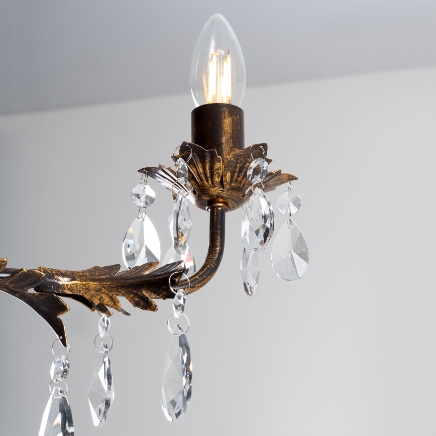 ONLI - Żyrandol na łańcuchu TERESA 5xE14/6W/230V brąz