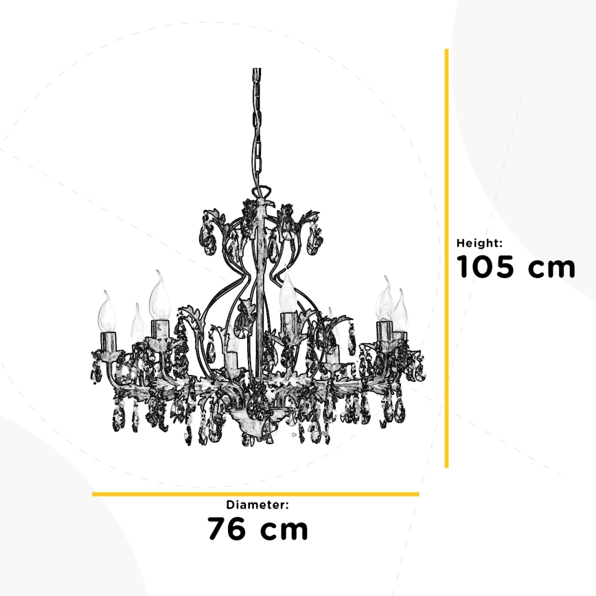 ONLI - Żyrandol na łańcuchu TERESA 8xE14/6W/230V brąz