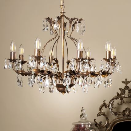 ONLI - Żyrandol na łańcuchu TERESA 8xE14/6W/230V brąz