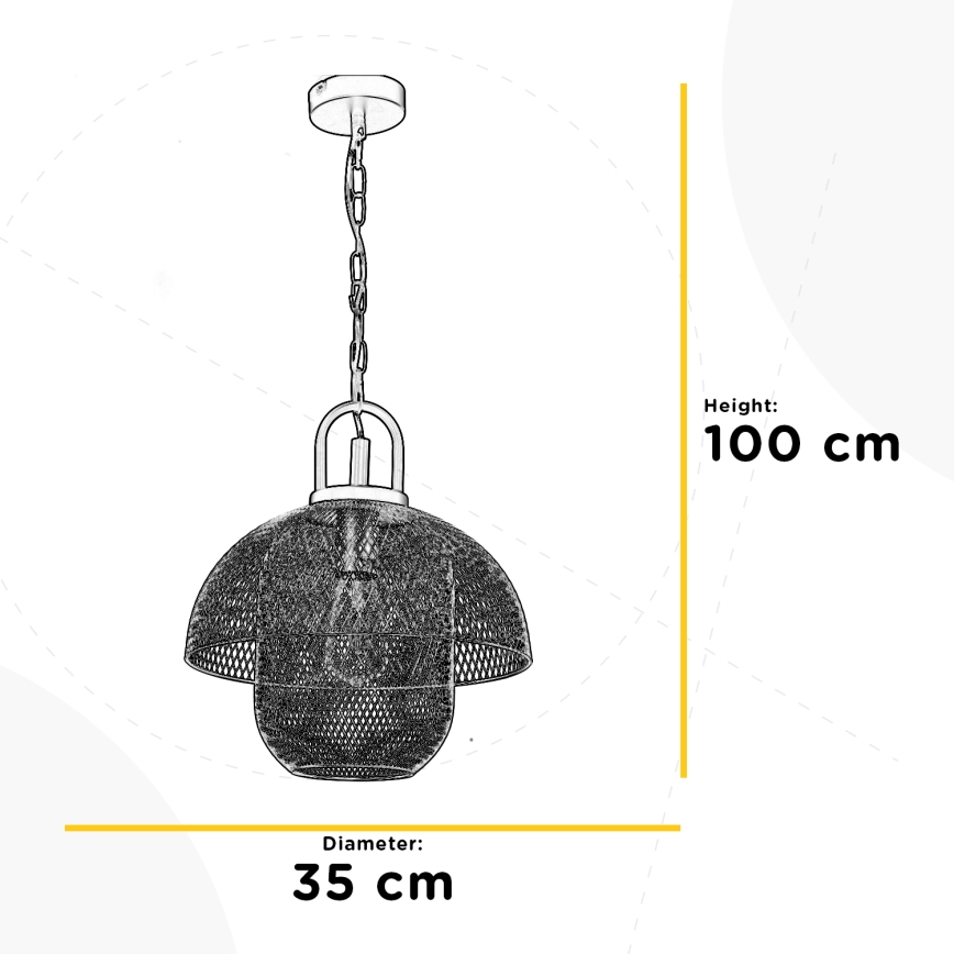 ONLI - Żyrandol na łańcuchu ZAIR 1xE27/22W/230V czarny/srebrny