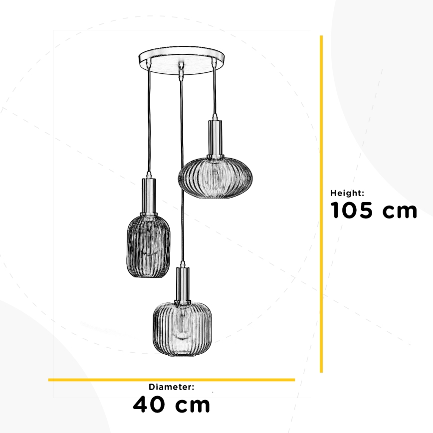ONLI - Żyrandol na lince DOROTY 1xE27/22W/230V niebieski/złoty