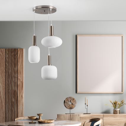 ONLI - Żyrandol na lince DOROTY 3xE27/15W/230V biały/chrom błyszczący