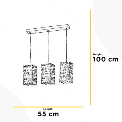 ONLI - Żyrandol na lince FORESTA 3xE27/15W/230V czarny