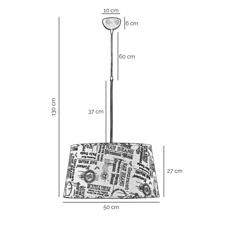 ONLI - Żyrandol na lince MAIDA 1xE27/15W/230V śr. 50 cm brązowy