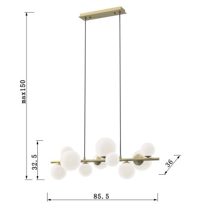 ONLI - Żyrandol na lince PALOMA 10xG9/10W/230V złoty