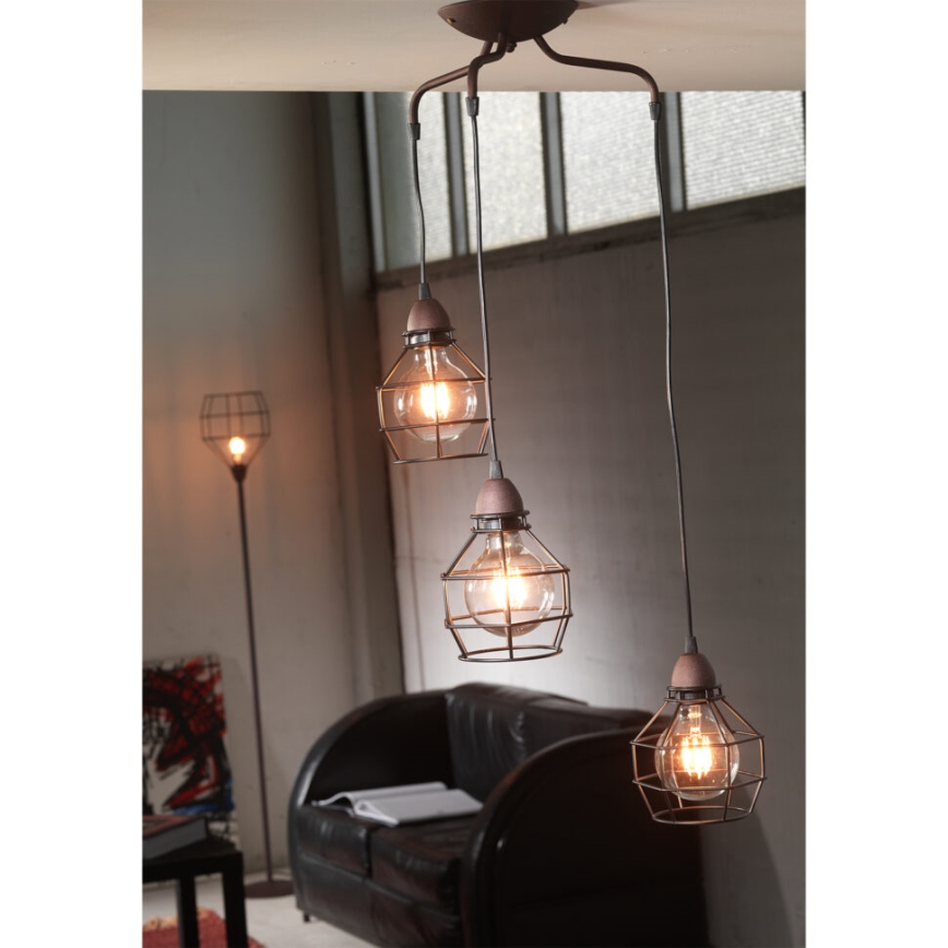 ONLI - Żyrandol na lince SPIDER 3xE27/15W/230V czarny/brązowy