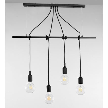 ONLI - Żyrandol na lince WIRE 4xE27/15W/230V czarny