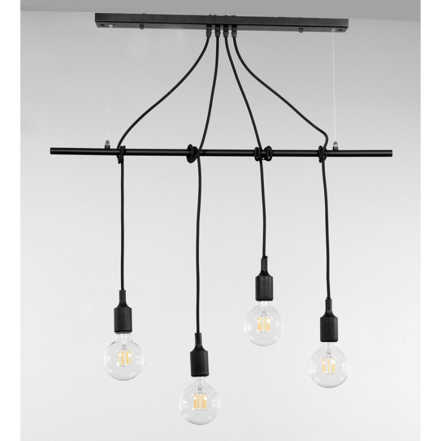 ONLI - Żyrandol na lince WIRE 4xE27/15W/230V czarny