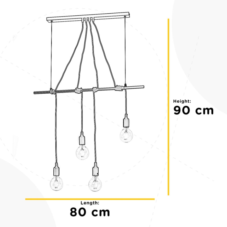 ONLI - Żyrandol na lince WIRE 4xE27/15W/230V czarny