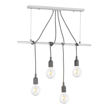 ONLI - Żyrandol na lince WIRE 4xE27/15W/230V szary/biały