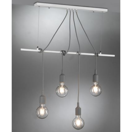 ONLI - Żyrandol na lince WIRE 4xE27/15W/230V szary/biały