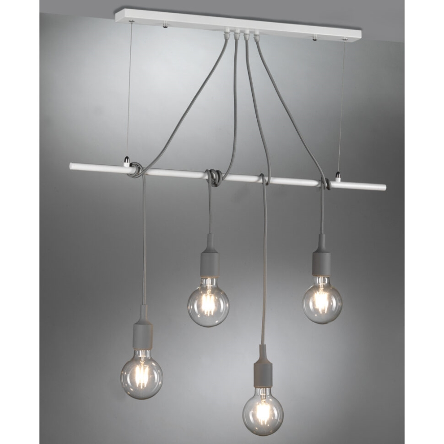 ONLI - Żyrandol na lince WIRE 4xE27/15W/230V szary/biały