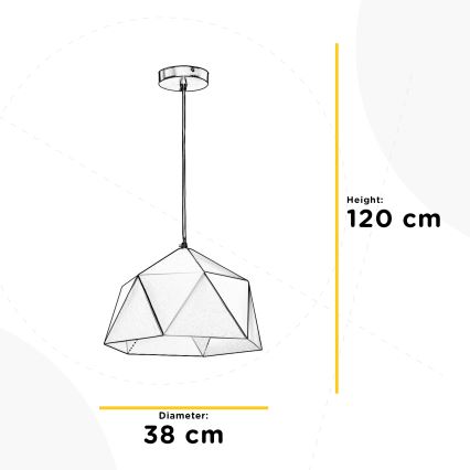 ONLI - Żyrandol na lince YONG 1xE27/22W/230V czarny śr. 38 cm