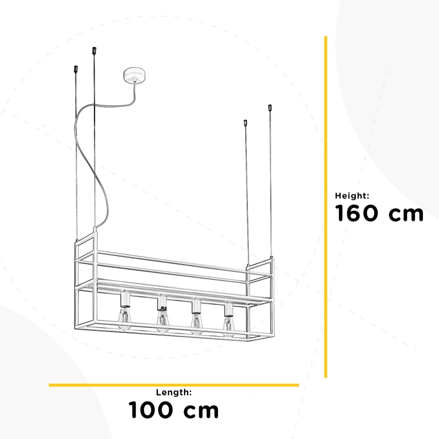 ONLI - Żyrandol na lince z półką JEFFER 4xE27/22W/230V biały