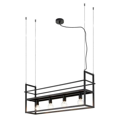 ONLI - Żyrandol na lince z półką JEFFER 4xE27/22W/230V czarny