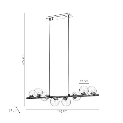 ONLI - Żyrandol na linkach KIMBERLY 8xG9/6W/230V błyszczący chrom