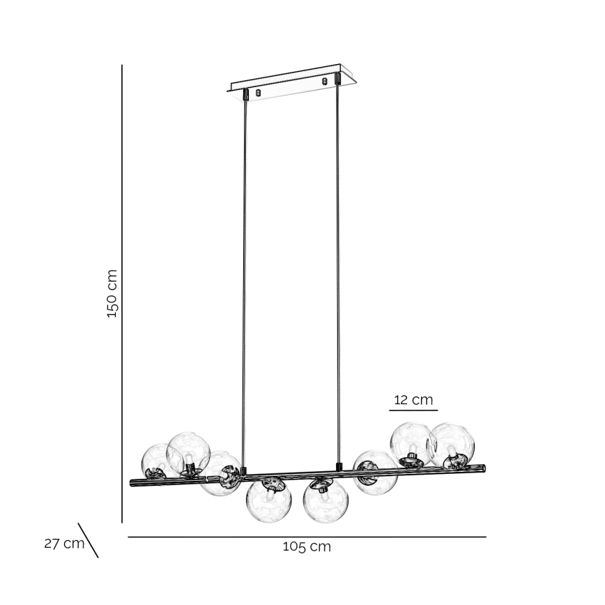 ONLI - Żyrandol na linkach KIMBERLY 8xG9/6W/230V błyszczący chrom