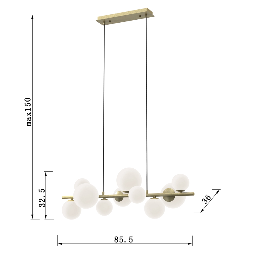 ONLI - Żyrandol na linkach PALOMA 10xG9/3W/230V złoty