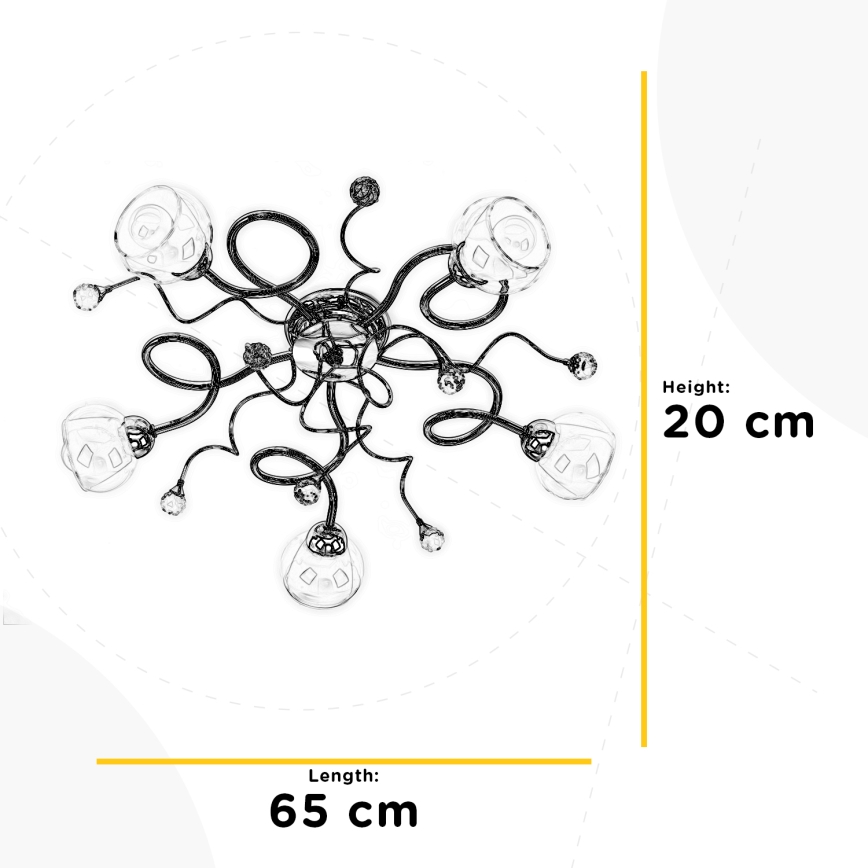 ONLI - Żyrandol natynkowy WENDY 5xE14/6W/230V chrom błyszczący