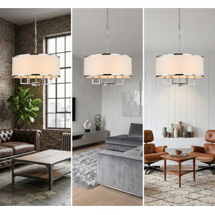 Open Design OR80209 - Żyrandol na łańcuchu CASA 3xE14/12W/230V kremowy/błyszczący chrom