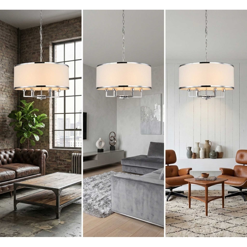 Open Design OR80209 - Żyrandol na łańcuchu CASA 3xE14/12W/230V kremowy/błyszczący chrom